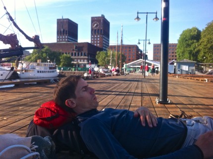 Taking a nap after a long trip